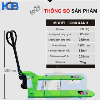Xe nâng tay 3 tấn màu xanh giá sỉ