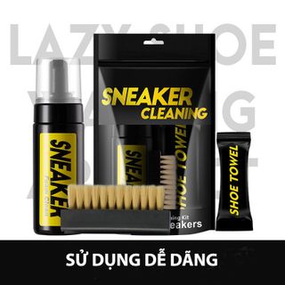 Bộ kit vệ sinh giày Sneaker Cleaning 150ml có kèm bàn chải và khăn, bộ vệ sinh giày cao cấp cleaning tẩy trắng giày cho giày thể thao, giày sneaker, làm sạch giày da giá sỉ