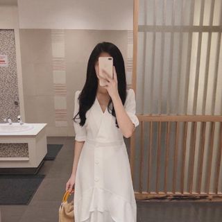 ĐẦM TẦNG VẠT CHÉO 2 MÀU