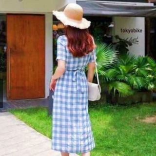 ĐẦM MAXI CARO XANH BIỂN TO