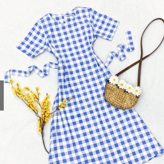 ĐẦM MAXI CARO XANH BIỂN TO