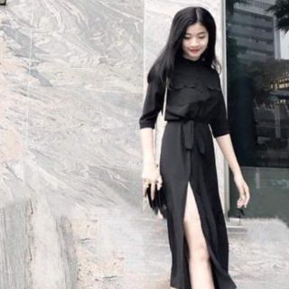 ĐẦM ĐEN DÀI NÚT BỌC