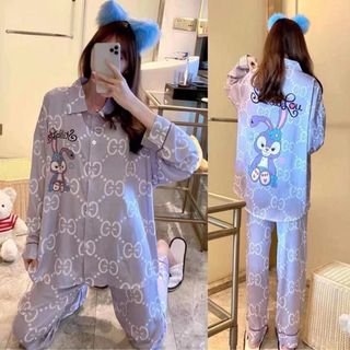 Đồ bộ pijama nữ quần áo dài bộ ngủ chất liệu thun họa tiết bò sữa dễ thương form bigsize PZDD01