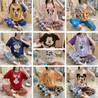 Đồ bộ nữ quần dài chất thun cotton mặc ở nhà mùa hè dễ thương form bigsize phong cách hàn quốc BCD01