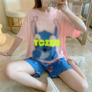 Đồ bộ nữ form bigsize in hình cute dễ thương cộc tay mặc nhà vải thun cotton mùa hè BC3D