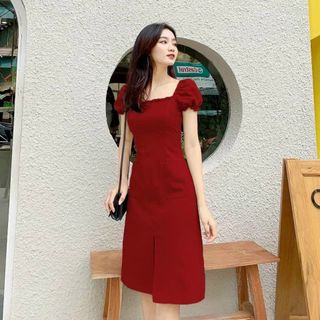 ĐẦM CỔ VUÔNG 2 TÚI 3 MÀU
