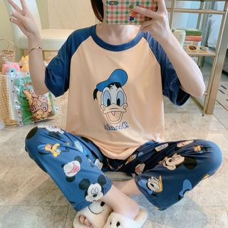 Đồ bộ nữ quần dài chất thun cotton mặc ở nhà mùa hè dễ thương form bigsize phong cách hàn quốc BCD01