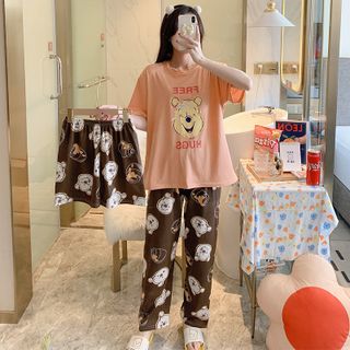 Set đồ bộ nữ mặc nhà mùa hè quần dài in hình dễ thương cute form bigsize phong cách hàn quốc SET3