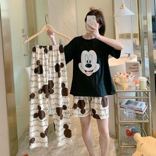 Set đồ bộ nữ mặc nhà mùa hè quần dài in hình dễ thương cute form bigsize phong cách hàn quốc SET3 giá sỉ