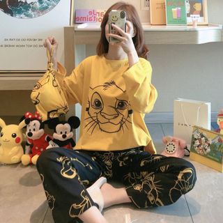 Đồ bộ nữ quần dài mặc ở nhà mùa hè form bigsize chất thun cotton phong cách hàn quốc dễ thương BD01
