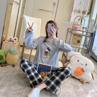 Đồ bộ nữ quần dài mặc ở nhà mùa hè form bigsize chất thun cotton phong cách hàn quốc dễ thương BD01