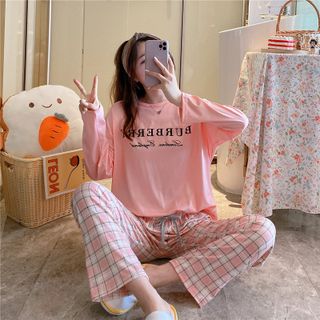 Đồ bộ nữ quần dài mặc ở nhà mùa hè form bigsize chất thun cotton phong cách hàn quốc dễ thương BD01