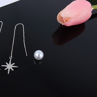 Bông tai bạc ta kiểu dài hình hoa tuyết