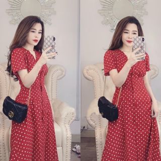ĐẦM BI ĐỎ BO EO DÁNG DÀI