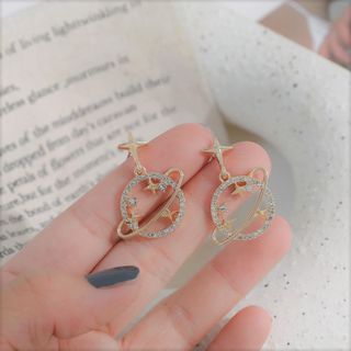 Bông tai bạc hình địa cầu - trang sức bạc ta cao cấp