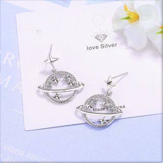 Bông tai bạc hình địa cầu - trang sức bạc ta cao cấp
