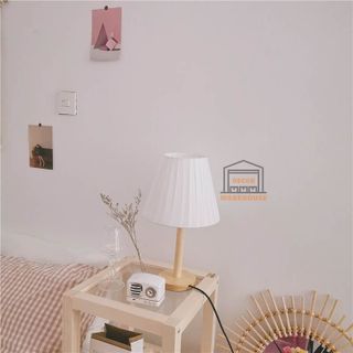 Đèn ngủ đế gỗ để bàn vàng ấm dịu mắt trang trí phòng