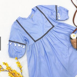 ĐẦM BABYDOLL XANH THỔ CẨM