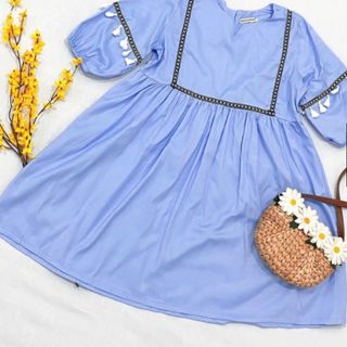 ĐẦM BABYDOLL XANH THỔ CẨM