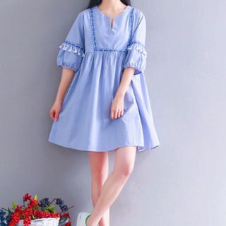 ĐẦM BABYDOLL XANH THỔ CẨM