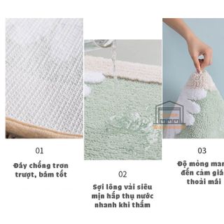 Thảm lông hoa cúc siêu mịn 45x65cm chống trượt trang trí phòng tắm, phòng ngủ