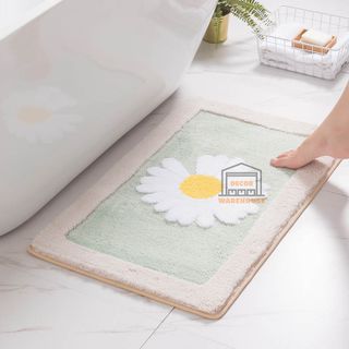 Thảm lông hoa cúc siêu mịn 45x65cm chống trượt trang trí phòng tắm, phòng ngủ