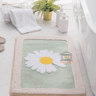Thảm lông hoa cúc siêu mịn 45x65cm chống trượt trang trí phòng tắm, phòng ngủ
