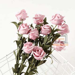 Hoa hồng giả bông hồng trang trí bàn làm việc, bàn học phòng ngủ
