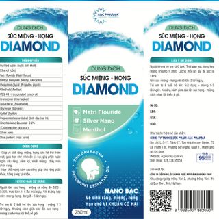 Dung dịch súc miệng họng Nano Bạc Diamond (thùng 50 chai)