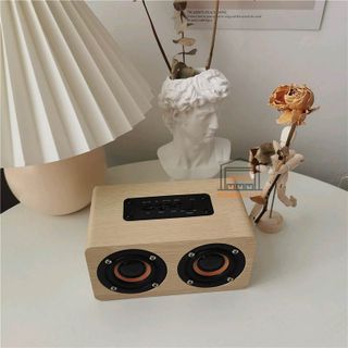 Loa mini bluetooth W speaker giả gỗ nghe nhạc không dây