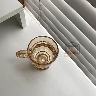 Ly cốc thuỷ tinh vintage màu Amber hổ phách uống cà phê và trà 200ml