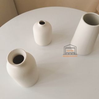 Lọ cắm bông hoa bình hoa gốm sứ màu trắng