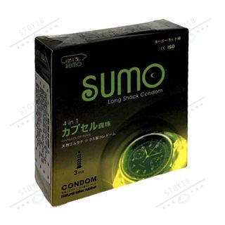 [Chính Hãng] Bao cao su Sumo 4in1 Nhật Bản Gân Gai Hương chuối hộp 3 cái