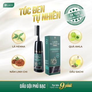 Dầu gội phủ bạc laco black hair, nhuộm tóc thảo dược phủ bạc đen và nâu tóc sau 9 phút, nhuộm tại nhà an toàn tuyệt đối giá sỉ