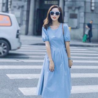 ĐẦM BLUE TÙNG XÒE XẾP LI 2 MÀU