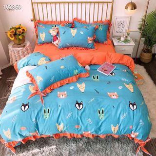 Bộ chăn ga gối cotton hoạt tính phong cách hàn quốc