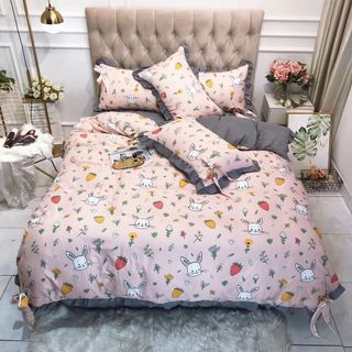 Bộ chăn ga gối cotton hoạt tính phong cách hàn quốc