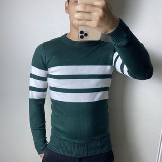 Áo len nam cổ tròn kẻ M9