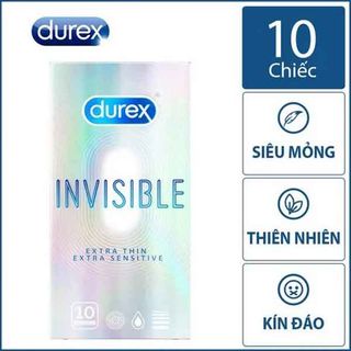 [nhập khẩu Thái Lan có giấy tờ] Bao cao su Durex Invisible siêu mỏng tàng hình mới hộp 10 cái