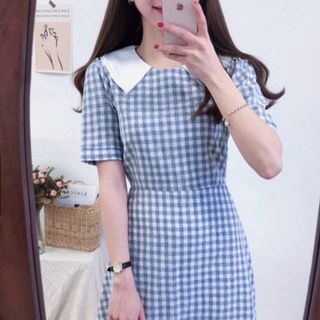 ĐẦM CARO XANH PHỐI TRẮNG