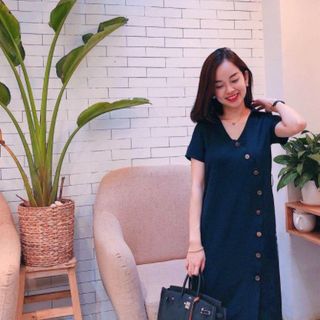 ĐẦM XANH ĐEN NÚT XÉO