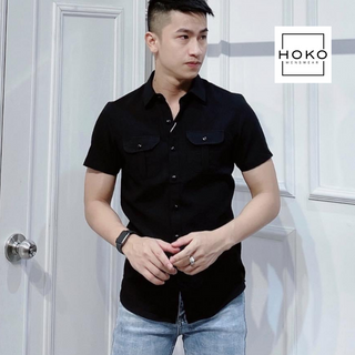 SƠ MI NAM NGẮN TAY VẢI ĐŨI HAI TÚI HỘP