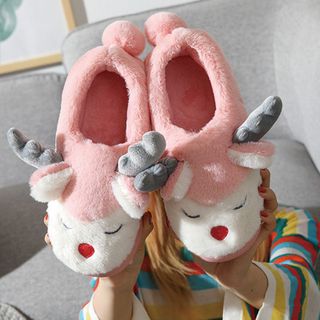Dép bông tuần lộc cute. Dép bông đế cao su siêu mềm (hàng sẵn)