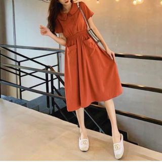 ĐẦM CỔ SEN THUN EO HAI MÀU