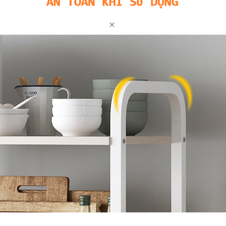 Kệ lò vi sóng có bánh xe - Trăng/Nâu - Kệ bếp có bánh xe