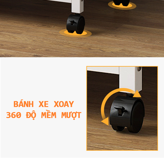 Kệ lò vi sóng có bánh xe - Trăng/Nâu - Kệ bếp có bánh xe