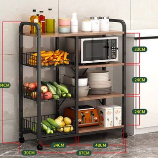 Kệ lò vi sóng có bánh xe - Trăng/Nâu - Kệ bếp có bánh xe