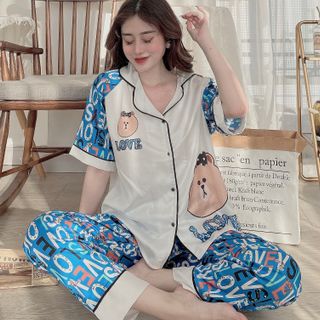 Đồ bộ pijama in gấu tay lăng (Dài Cộc)