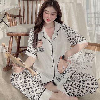 Đồ bộ pijama in gấu tay lăng (Dài Cộc)