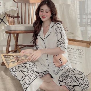 Đồ bộ pijama in gấu tay lăng (Dài Cộc)
